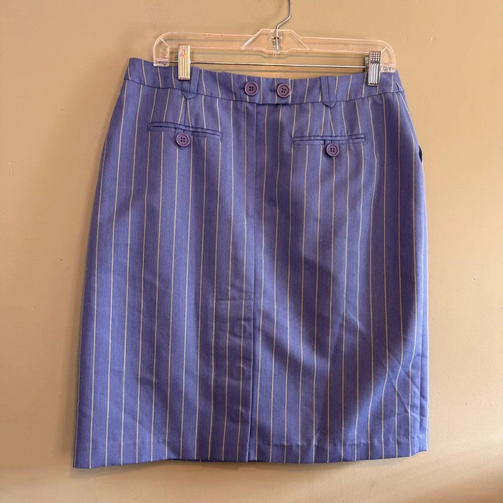 NWOT Metro Style Womens Pinstripe Wool‎ Work Career Office Pencil Skirt Blue 14